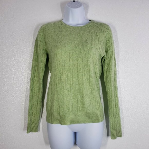 Tweeds Womens Cashmere Sweater Green Cable Knit Long Sleeved Size Small - Picture 3 of 9
